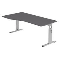 SCHREIBTISCH Serie-O 100/180/74 cm in Graphitfarben/Silberfarben - Silberfarben/Graphitfarben, Holzwerkstoff (100/180/74cm) - bümö