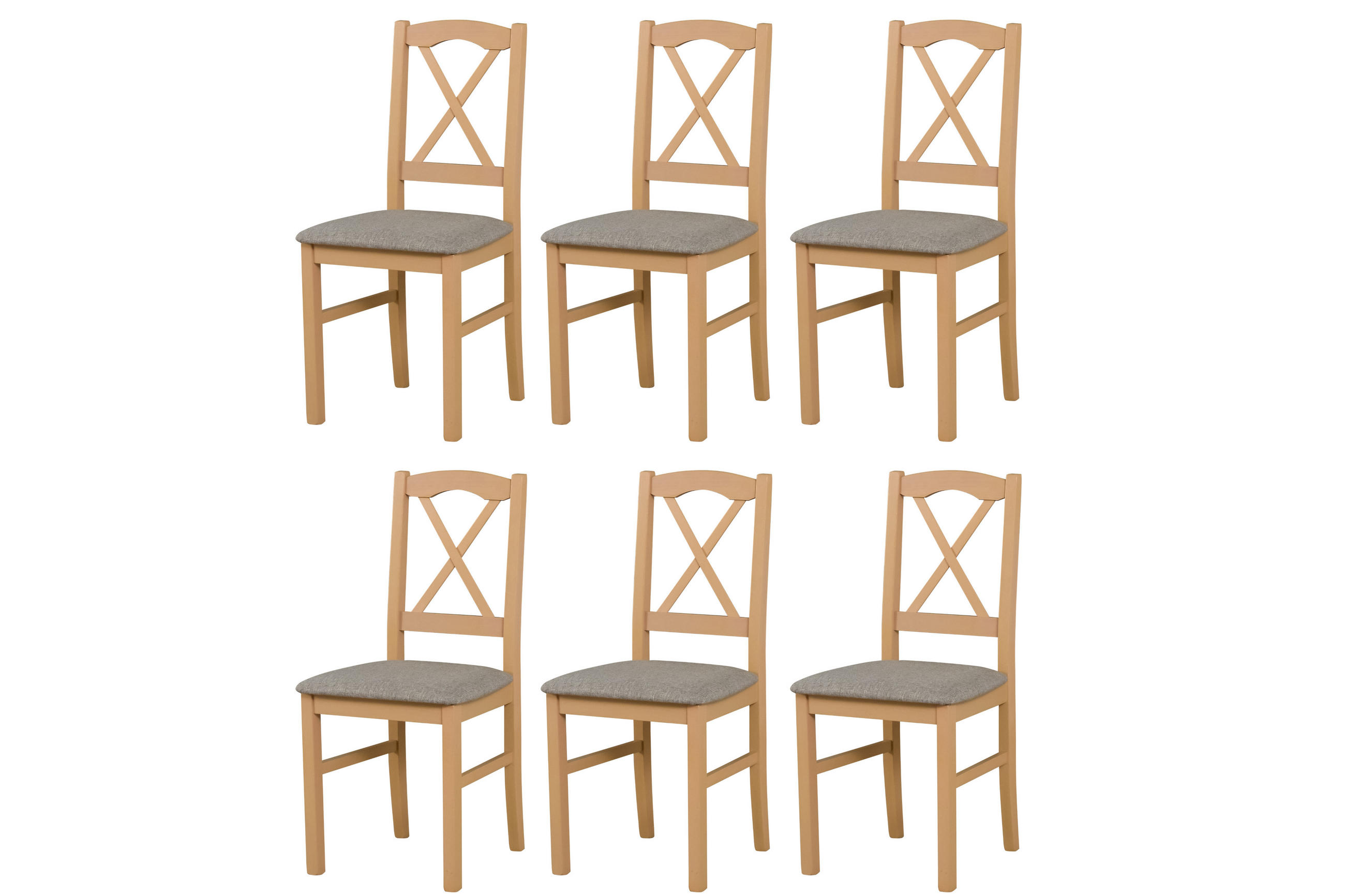 STUHL Nilo 11 (6er Set) - Graubraun/Sonoma Eiche, Holz (43/94/40cm) - Leaf Design