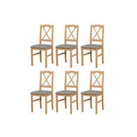STUHL Nilo 11 (6er Set) - Graubraun/Sonoma Eiche, Holz (43/94/40cm) - Leaf Design