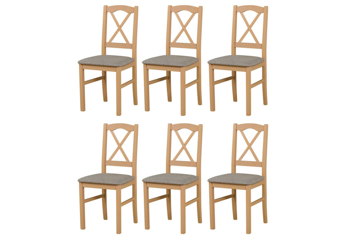 STUHL Nilo 11 (6er Set) - Graubraun/Sonoma Eiche, Holz (43/94/40cm) - Leaf Design