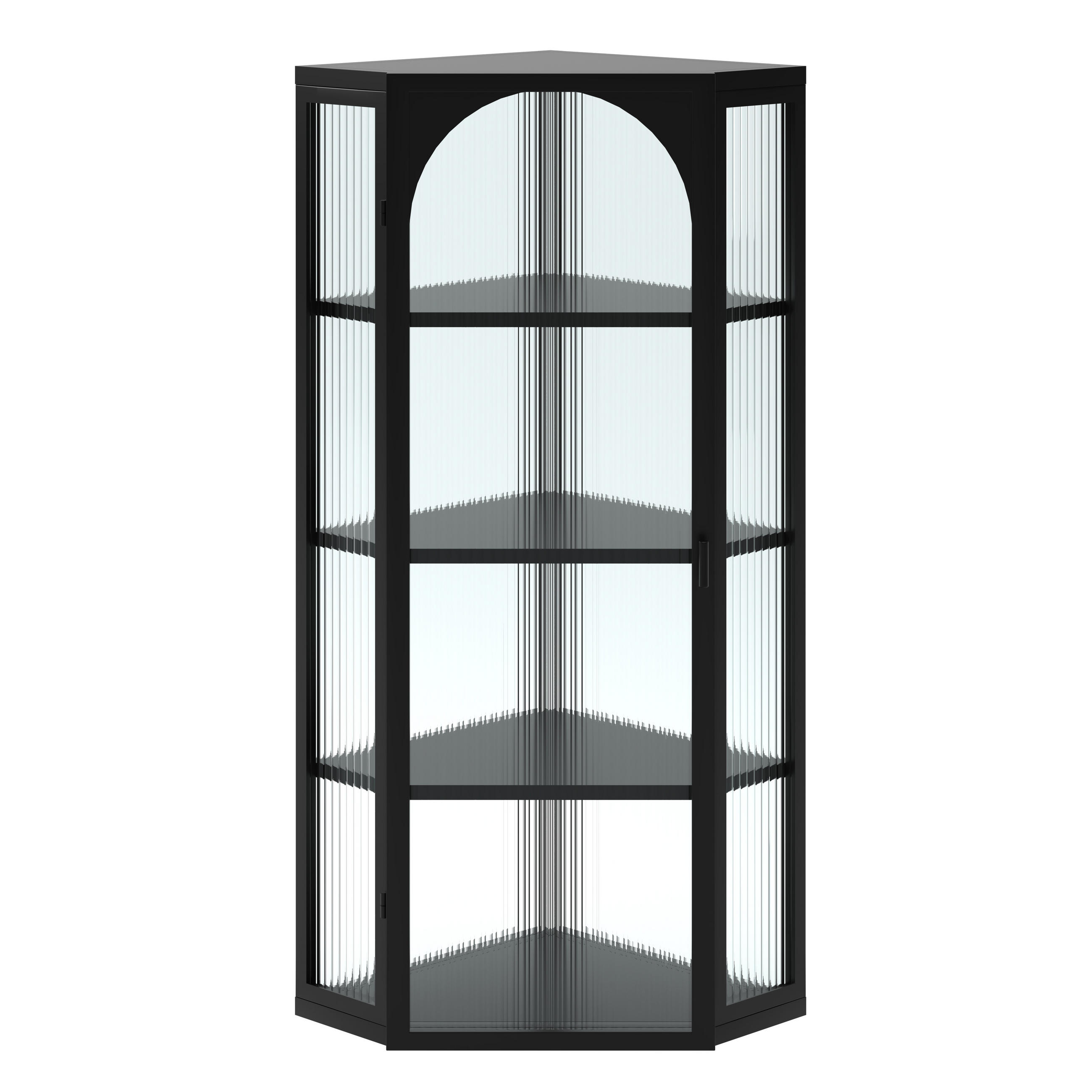 BAD-WANDSCHRANK Schwarz, Glastür & 4 Ablagen, 56 x 40 x 105 cm - Schwarz, Metall (56/105/40cm) - Urban Meuble