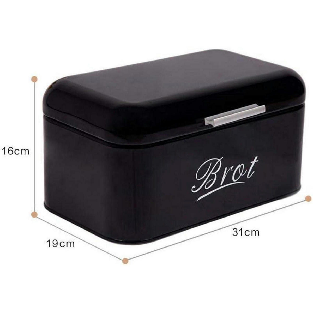 BROTKASTEN aus Metall im Retro Design, schwarz - Schwarz, Metall (19/16/31cm)