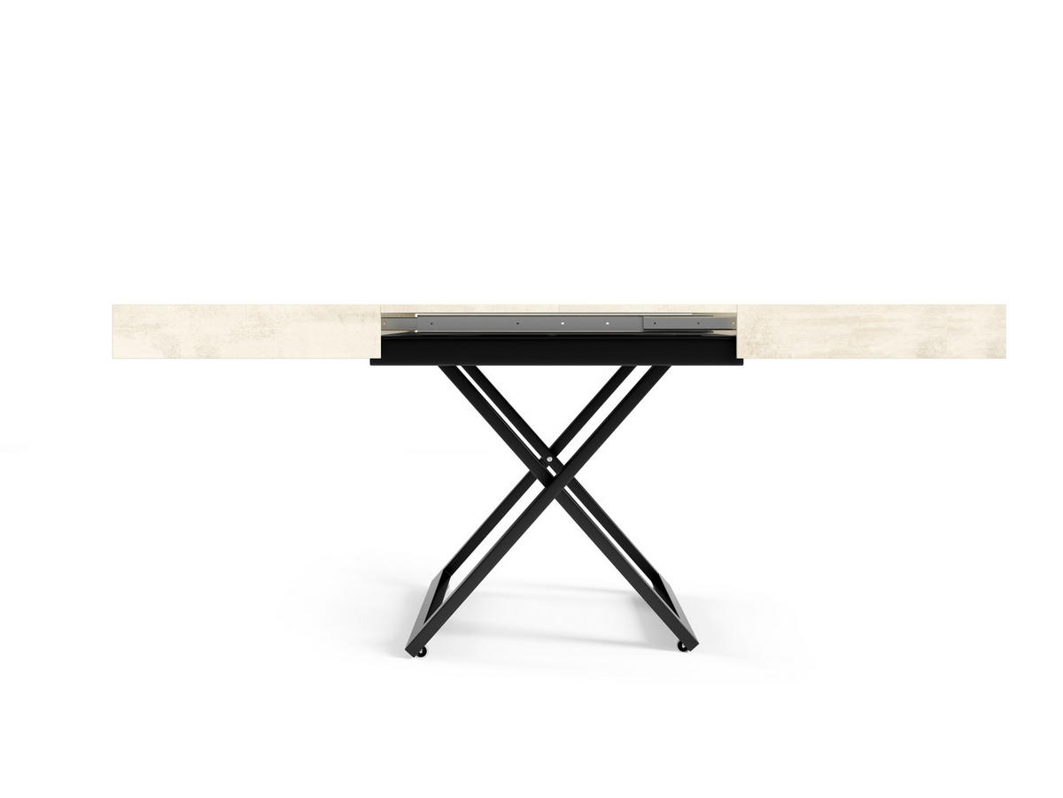 COUCHTISCH SANNA U - Creme/Schwarz, Holzwerkstoff/Metall (80/120/27cm) - Meblini