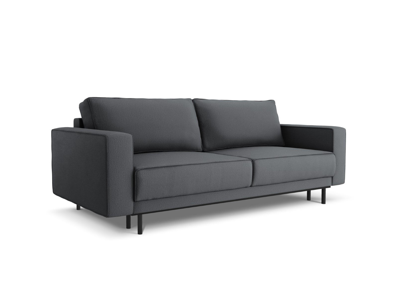 AUSKLAPPBARES-SOFA mit Bettkasten Caro aus strukturiertem Stoff dunkelgrau 3 Sitzplätze - Dunkelgrau, Textil (97/93/236cm) - Micadoni
