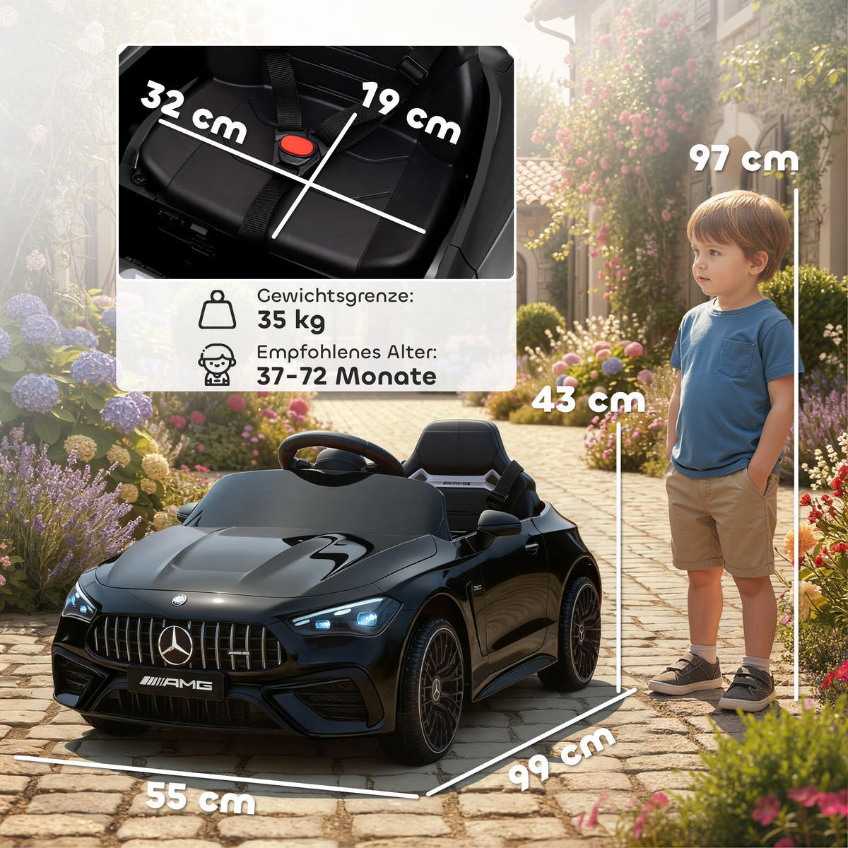 KINDER-ELEKTROAUTO DE-06183 Mercedes-AMG lizenziert mit Fernbedienung Schwarz - Schwarz, Kunststoff/Metall (99/55/43cm) - ComfortXL