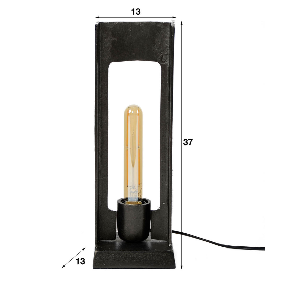TISCHLAMPE Hidu Schwarz 13/13/ 37 cm - Schwarz, Metall (13/13/37cm) - Hoyz Collection
