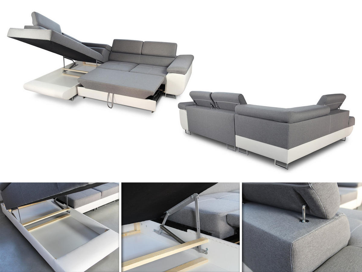 ECKSOFA Caris, Seite: Links - Hellgrau/Grau, Holz/Textil (273/203cm) - Sofnet