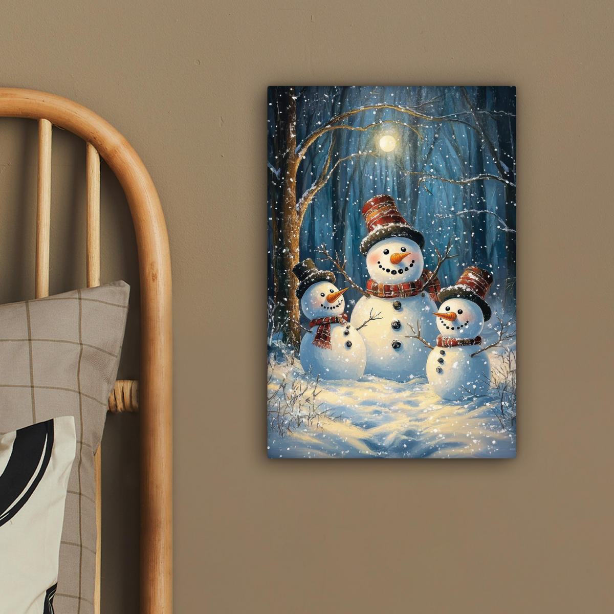 LEINWANDBILD Schneemann - Schnee - Winter - Wald 20x30 cm - Hellblau, Textil (20/30cm) - MuchoWow