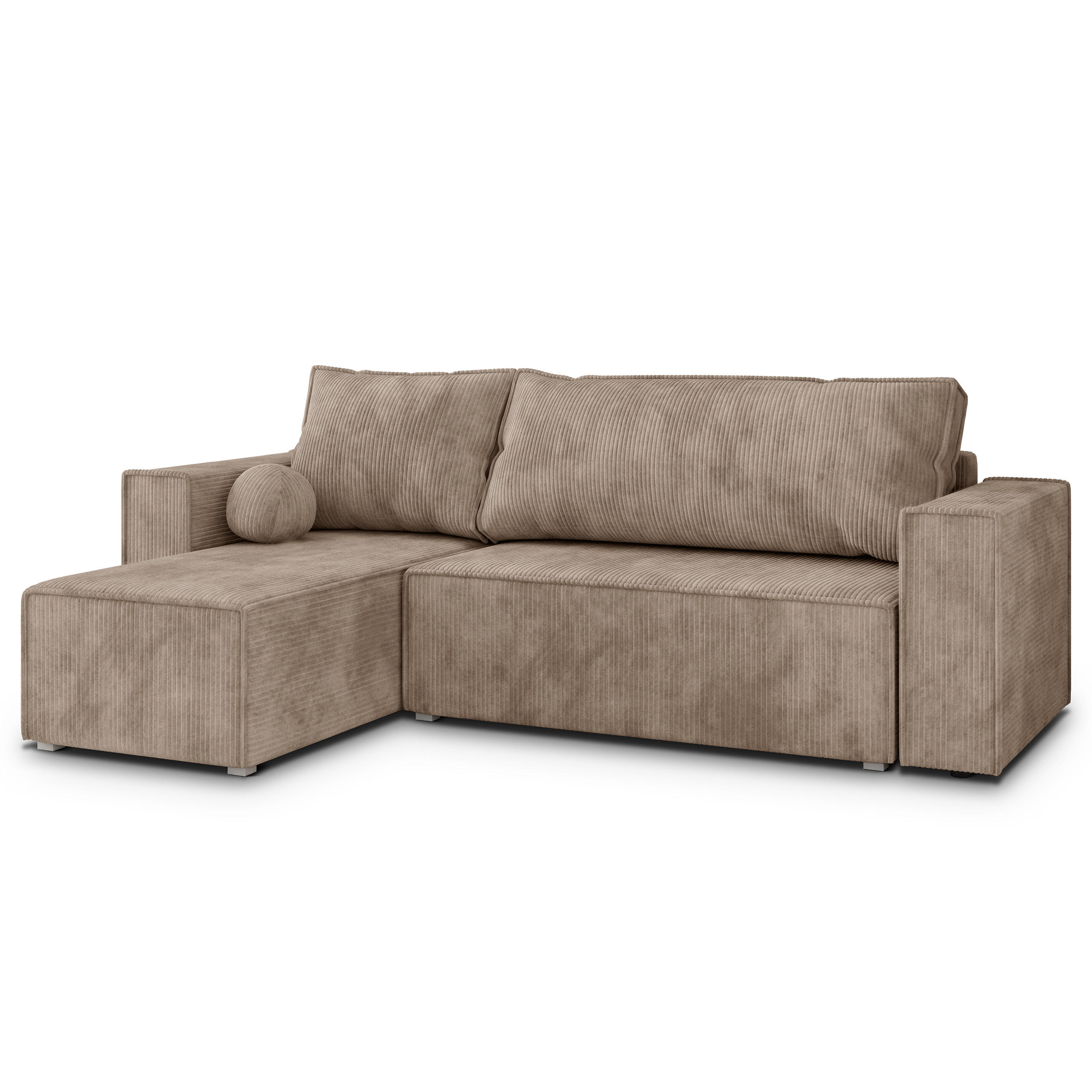 ROHOVÁ SEDAČKA RAVELO béžová - šedá/béžová, dřevo/textil (240/140cm) - MASSENO