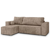 ROHOVÁ SEDAČKA RAVELO béžová - šedá/béžová, dřevo/textil (240/140cm) - MASSENO