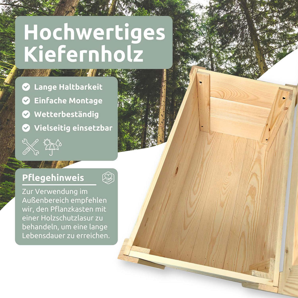 PFLANZKASTEN mit Rankgitter - Kiefer - 58 x 34 x 104cm - Naturfarben, Holz (58/104/34cm) - holz4home