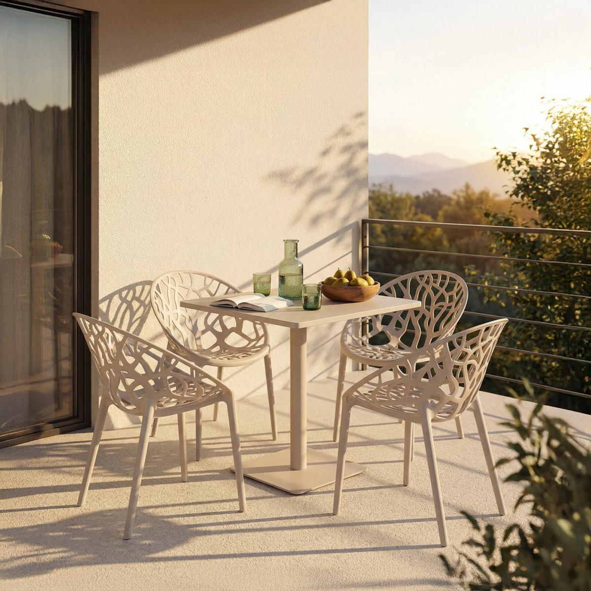 STUHL FÜR DRAUSSEN Rhona Beige 52 cm x 79 cm - Beige, Kunststoff (52/79/60cm) - Klast Home