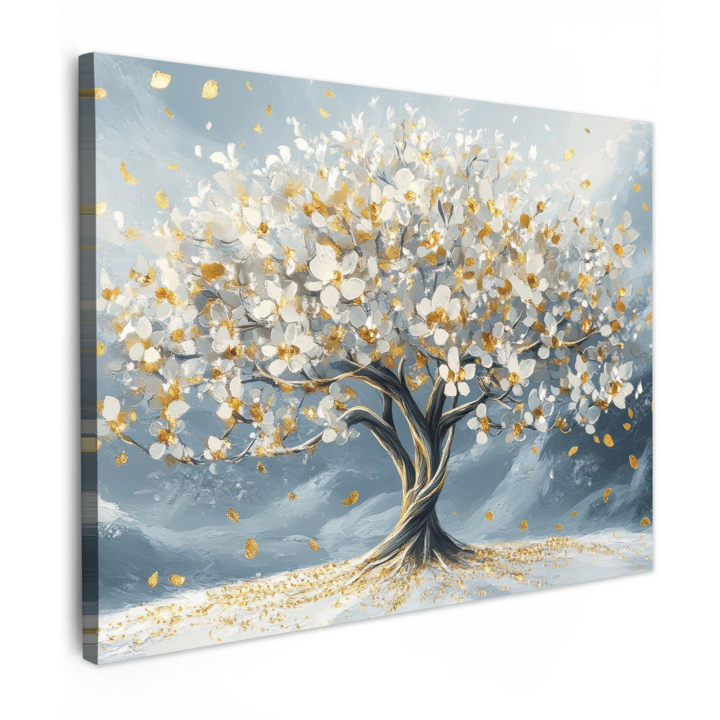 MuchoWow OBRAZ NA PLÁTNĚ Strom - Zima - Strom života - Moderní - Zlatý 40x30 cm