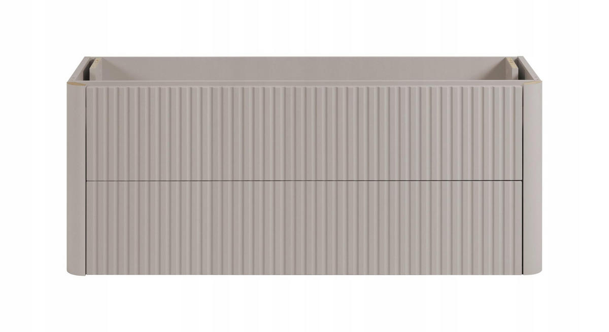 WASCHBECKENUNTERSCHRANK LINEA hängend geriffelt Kaschmir matt 120/48/44 cm - Kaschmir, Holzwerkstoff (120/48.4/43.7cm) - Rodan