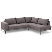 GARTEN-ECKSOFA VOLARO S Wetterfest 270x200x50 cm, Rechts, Outdoor-Stoff, Getränkehalter aus Metall, 20 cm hohe Füße, Dunkelgrau - Dunkelgrau, Holz/Metall (270/50/200cm) - Trada