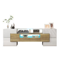LOWBOARD 145/30/51 cm Weiß/Gold aus MDF mit LED-Beleuchtung - Weiß, Holzwerkstoff (30/51/145cm) - OKMYHOME