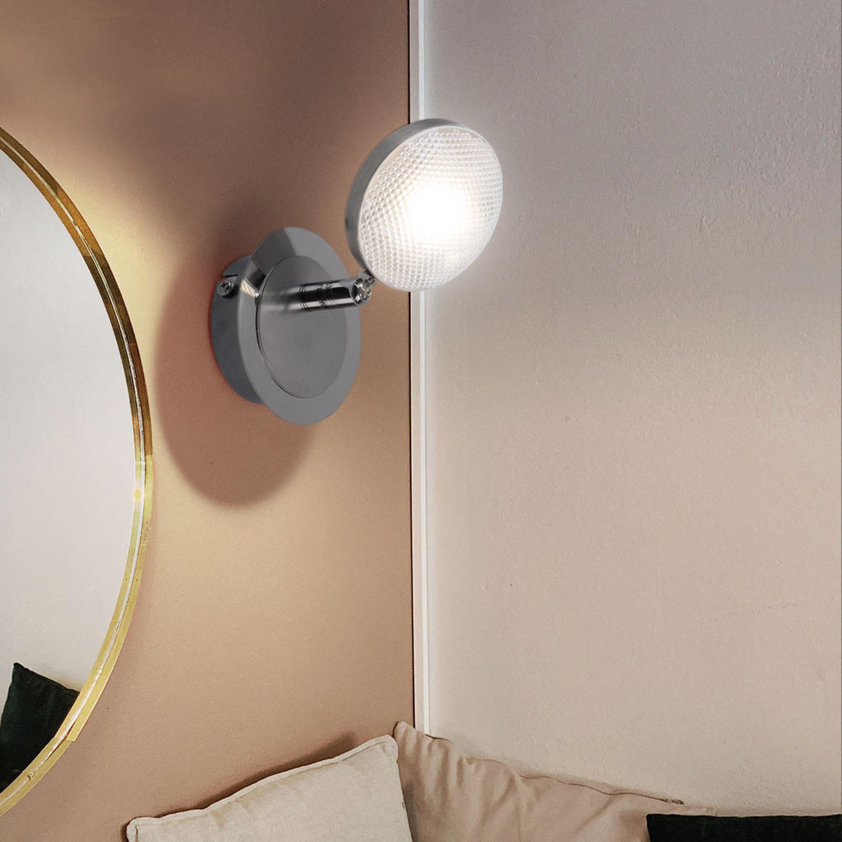 LED WANDLEUCHTE TINA Silber Chrom - Silberfarben, Metall (9/9/14cm) - Globo Lighting