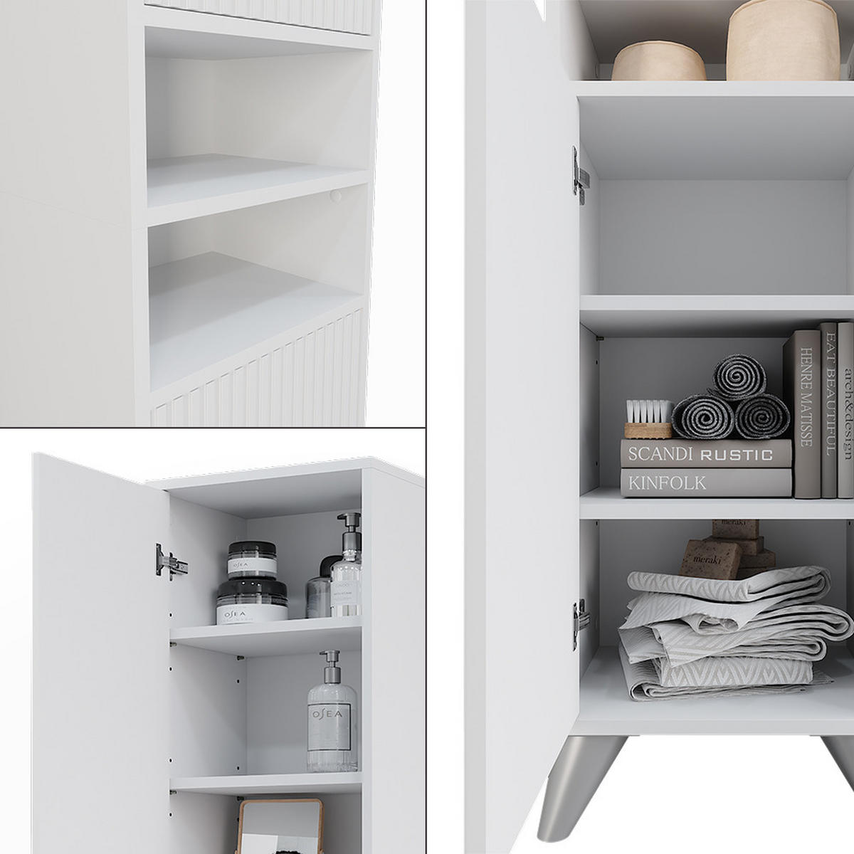 BADSCHRANK Leano Weiß 38 x 180 cm mit 2 Türen - Weiß, Holzwerkstoff (38/180/30cm) - Vicco