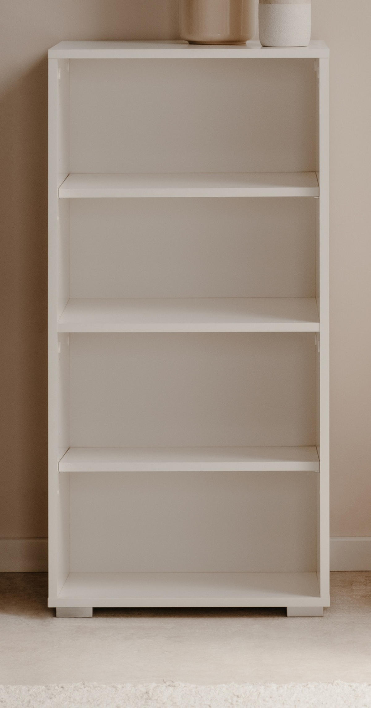 REGAL weiß 46 x 97 cm, Standregal mit 4 variablen Fächern - Silberfarben/Weiß, Holzwerkstoff/Kunststoff (46/96.5/33.5cm) - Furn.Design