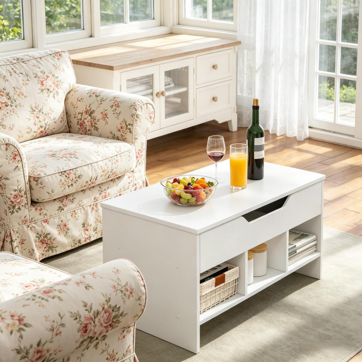 COUCHTISCH Weiß 96/51/45 cm - Weiß, Metall (51/96/45cm) - PANGIVO