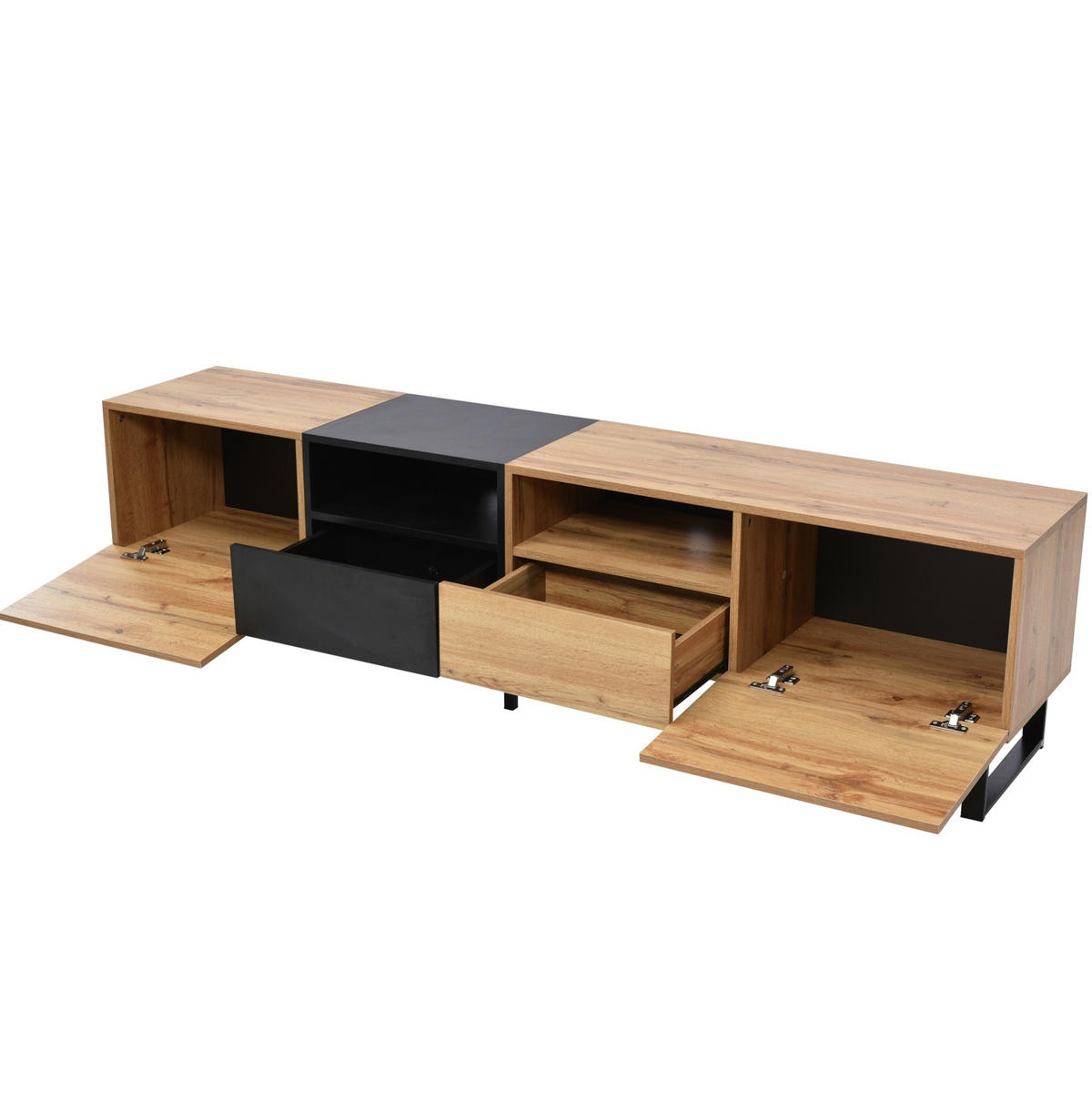 TV-ELEMENT mit 2 Türen und 2 Schubladen 190 x 38 x 48 cm Schwarz Holzoptik - Braun, Holzwerkstoff (38/48/190cm) - Beauniv