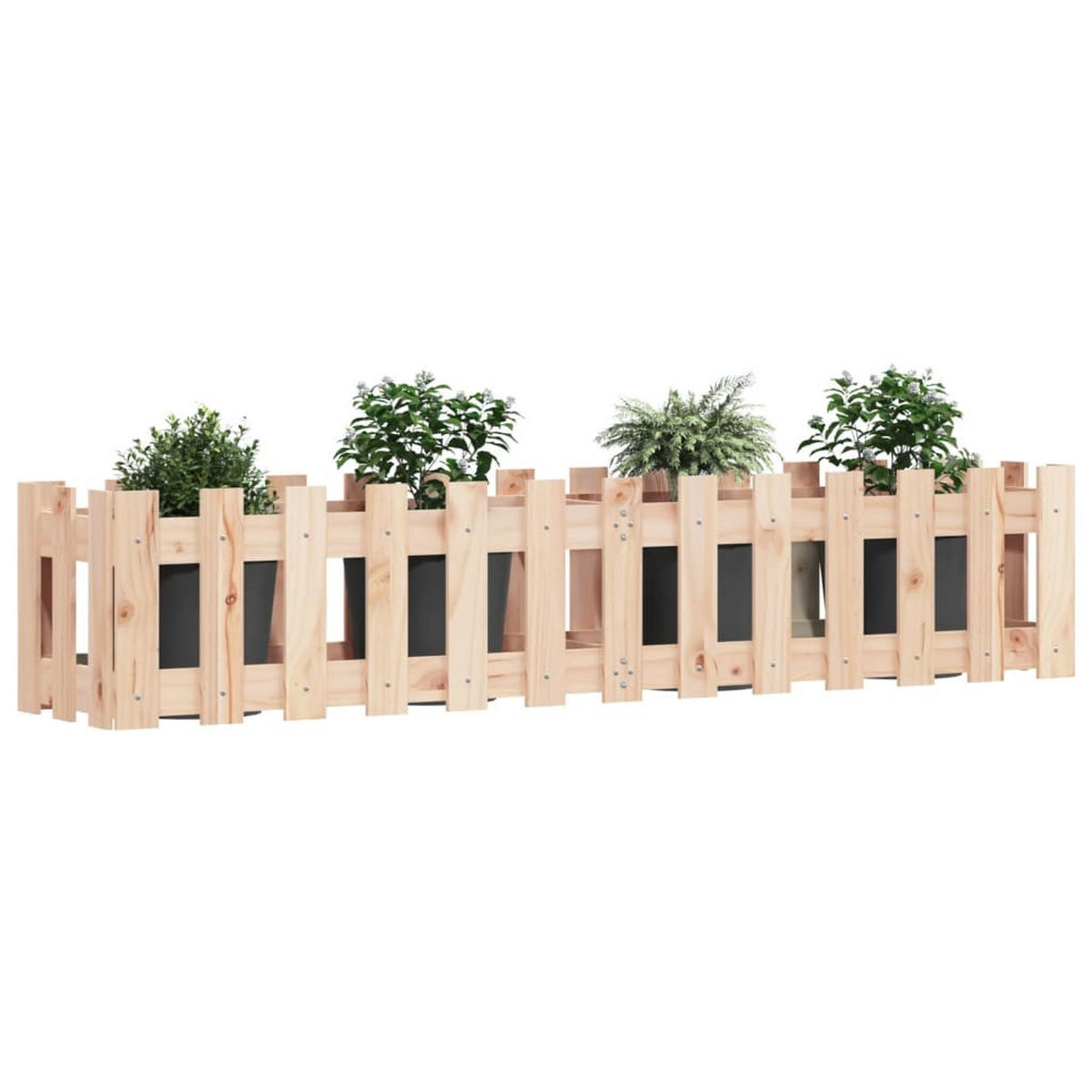 HOCHBEET Lattenzaun-Design 150x30x30 cm Massivholz Kiefer - Naturfarben, Holz (150/30/30cm) - furnicato