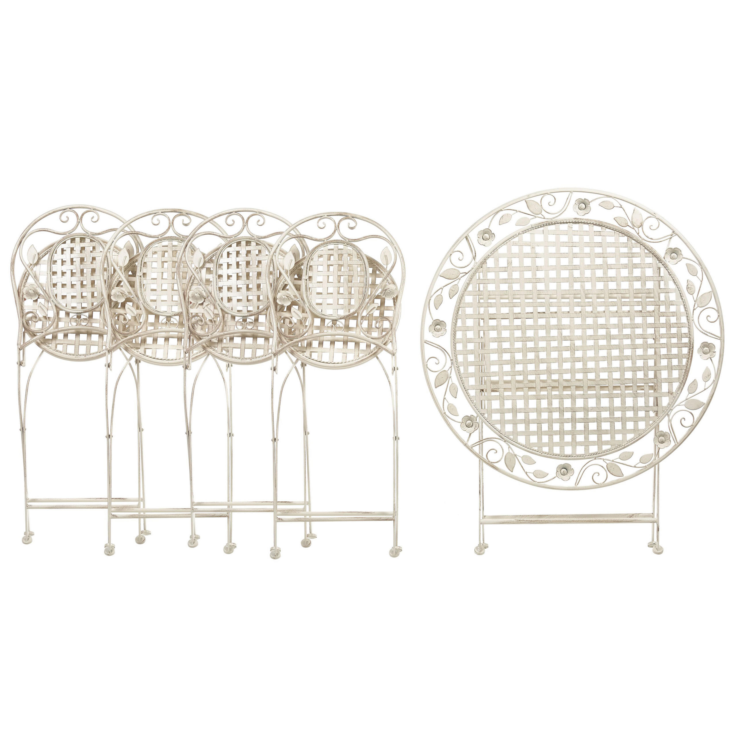 BALKONSET 4-Sitzer Metall cremeweiß Klapptisch Bivio - Weiß, Metall - Beliani