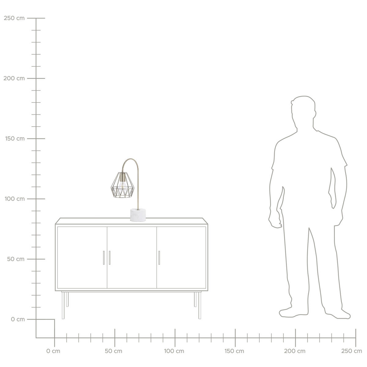 TISCHLEUCHTE Mooni 35/13/50 cm - Messingfarben, Metall (35/13/50cm) - Beliani
