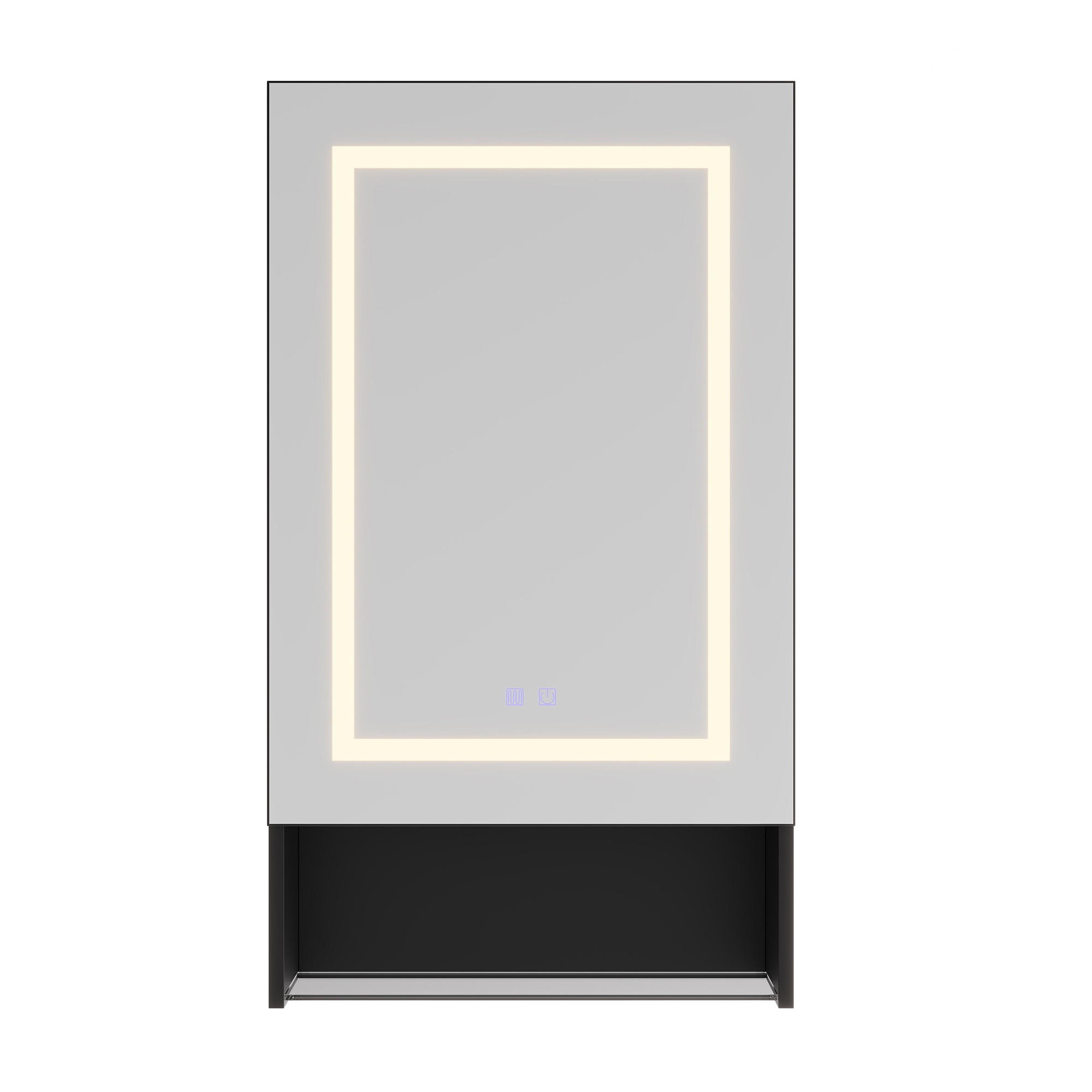 SPIEGELSCHRANK, Wandbadezimmerschrank mit LED-Spiegel, 50 x 88 x 16 cm, Antibeschlagfunktion, einstellbare Helligkeit und Farbtemperatur, Ablagefächer - Schwarz, Glas (50/88/16cm) - Waldena