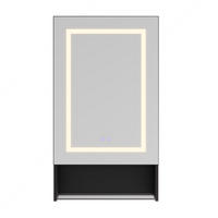 SPIEGELSCHRANK, Wandbadezimmerschrank mit LED-Spiegel, 50 x 88 x 16 cm, Antibeschlagfunktion, einstellbare Helligkeit und Farbtemperatur, Ablagefächer - Schwarz, Glas (50/88/16cm) - Waldena