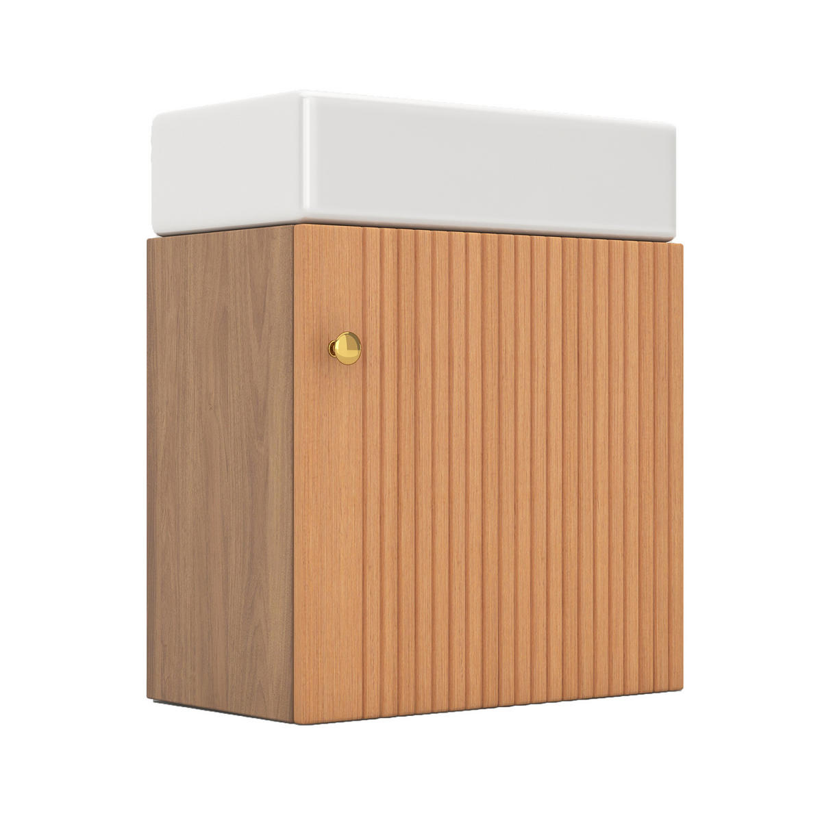 KOUPELNOVÁ skříňka s umyvadlem z MDF 46x26x56 cm v dekoru přírodního dřeva se soft-close dvířky a 3D čelem - přírodní, kompozitní dřevo (46/56/26cm) - Modfu