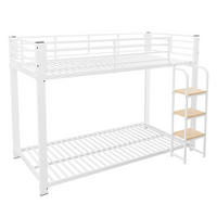 ETAGENBETT 90/200 cm in Weiß/Walnuss mit Leiter und Rausfallschutz - Weiß, Metall (90/200cm) - Modenvie
