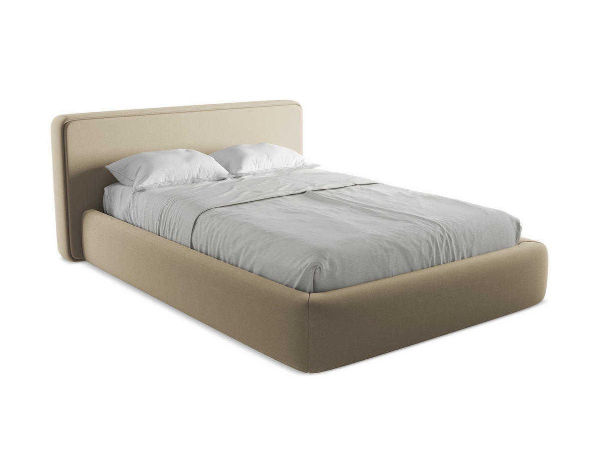 POLSTERBETT mit Bettkasten und Lattenrost 180x225 Beige - Beige/Schwarz, Kunststoff/Textil (140/200cm) - Makamii