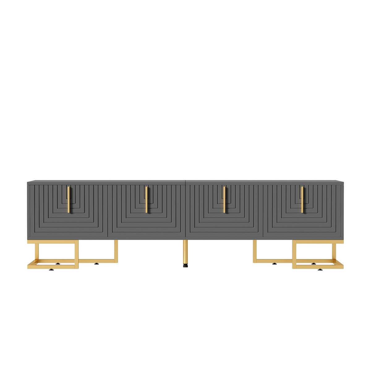 LOWBOARD DE-40613 4 Türen mit strukturiertem Finish Grauschwarz - Grau, Holzwerkstoff (170/45.5/40cm) - ComfortXL