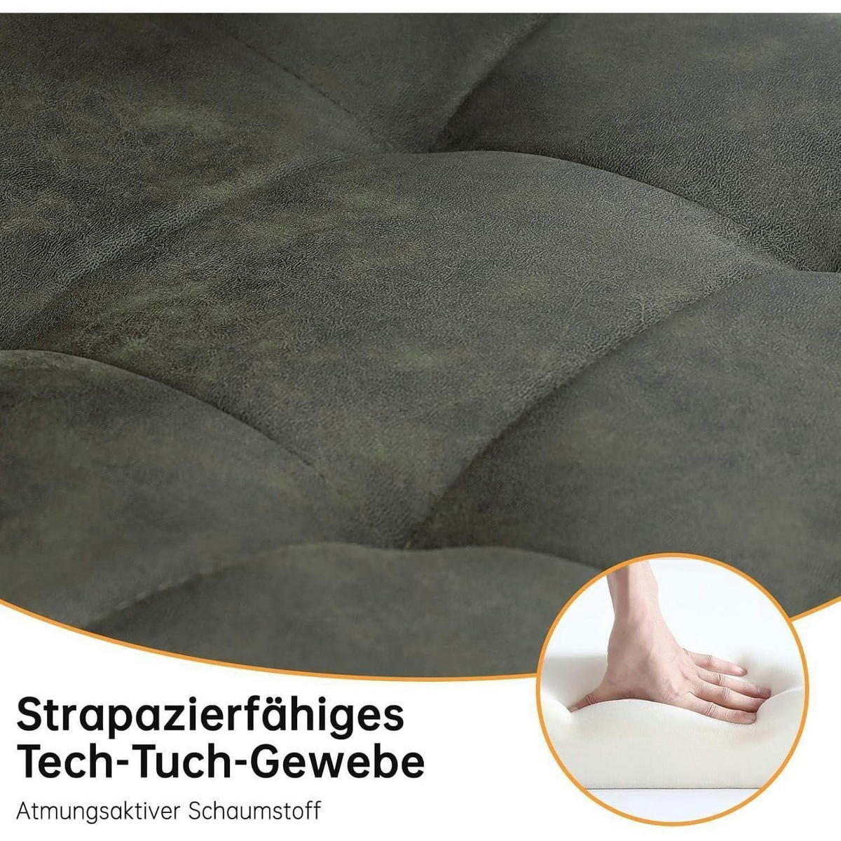 ESSZIMMERSTUHL 2er Set Technologietuch Grün - Olivgrün, Textil (41.5/88/43cm)