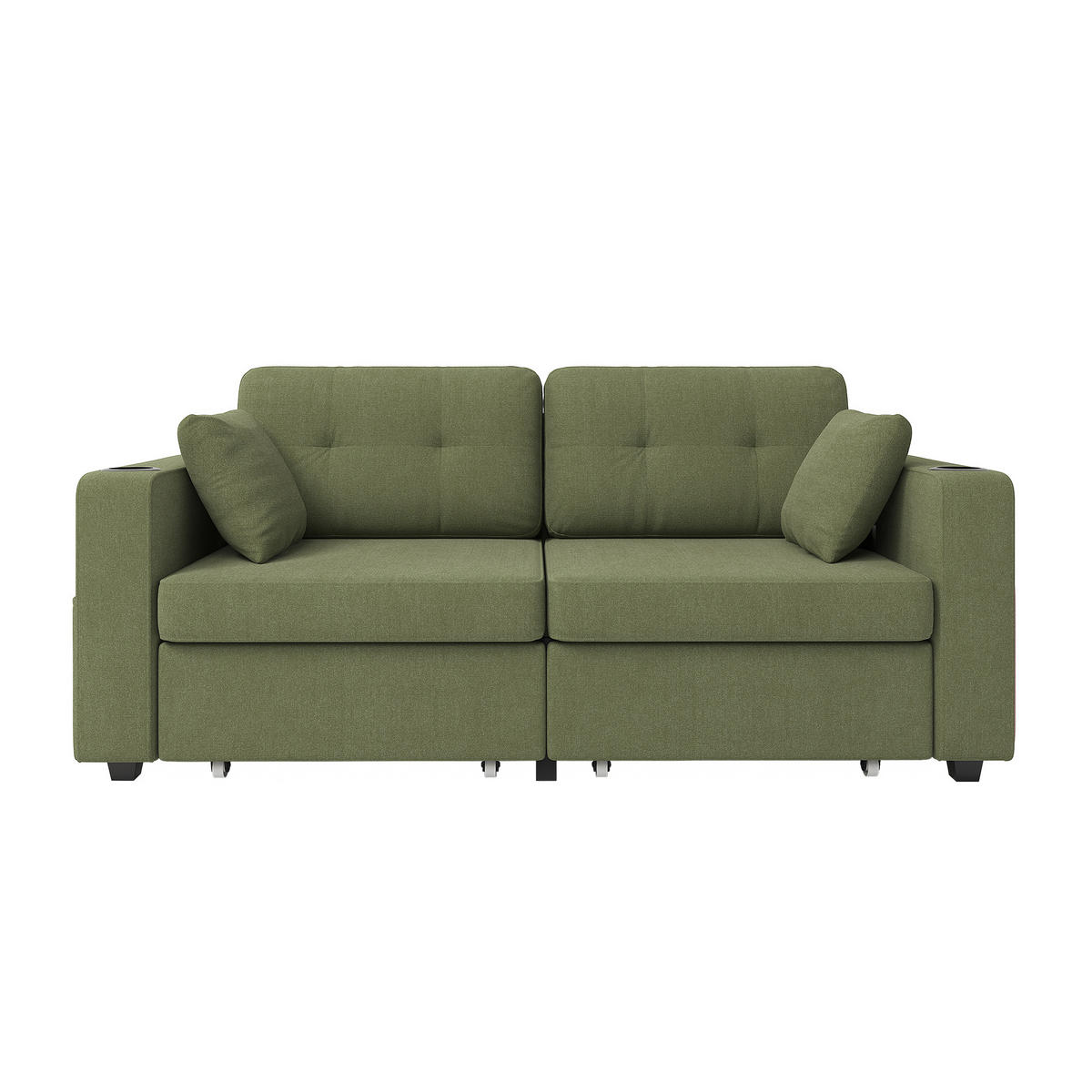 2-SITZER Sofa aus Chenille 172x75x82 cm mit USB-Anschlüssen & Stauraum, olive - Grün, Textil (75/82/172cm)