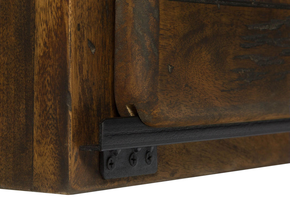 WANDREGAL Mango 130x25x80 braun lackiert RAILWAY #458 - Braun, Holz (130/80/25cm) - Massivmoebel24