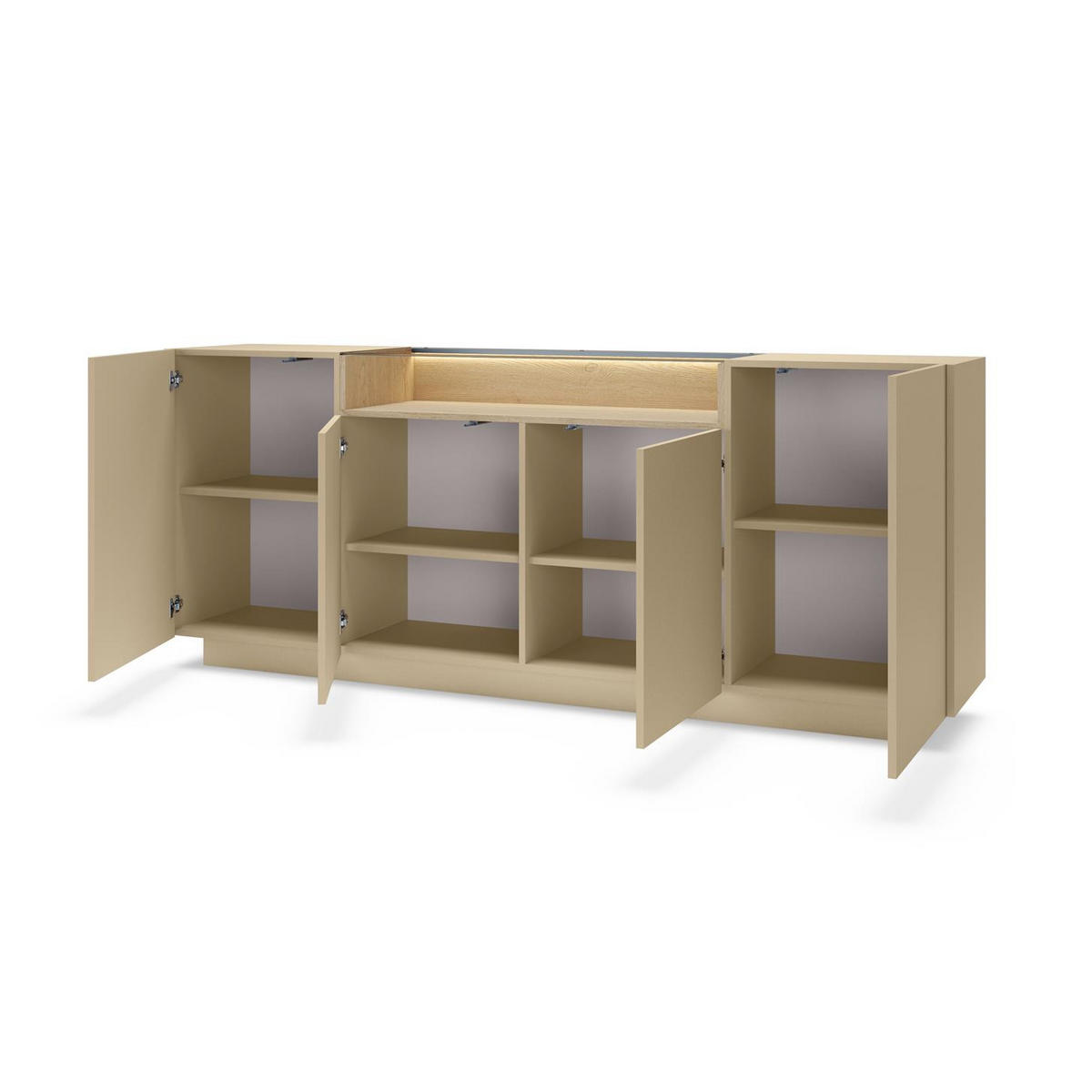 KOMMODE Kiro Braun, Sideboard mit LED - Braun, Holzwerkstoff (203/83/40cm) - Bettso