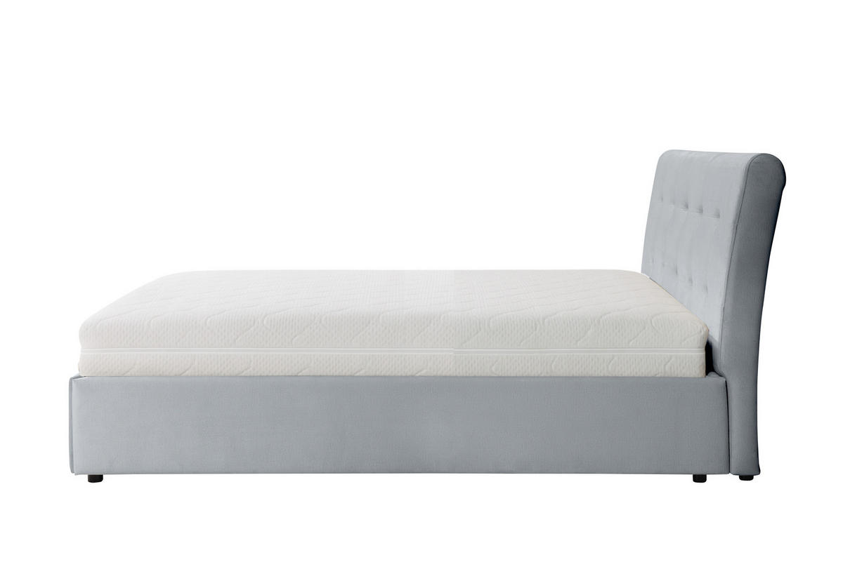POLSTERBETT mit Bettkasten und Matratze SOLIS, Hellgrau, 140x200 cm - Hellgrau, Textil (140/200cm) - KS Home Concept