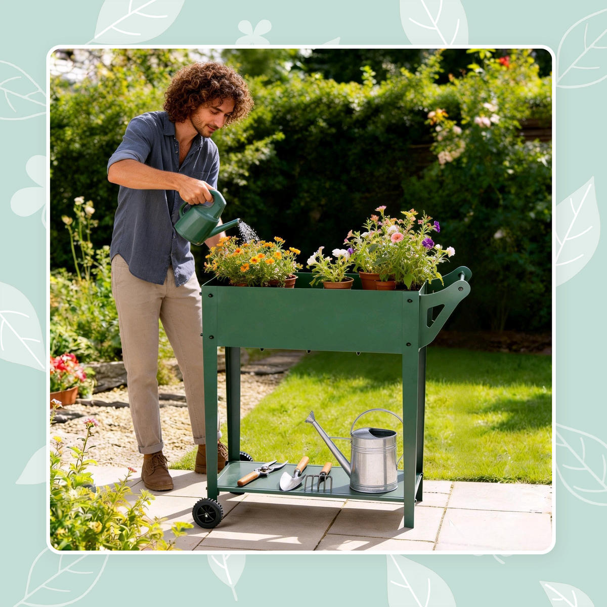 POVIŠENIGRED - zelena, metal/plastika (85/80/50cm) - Relaxdays