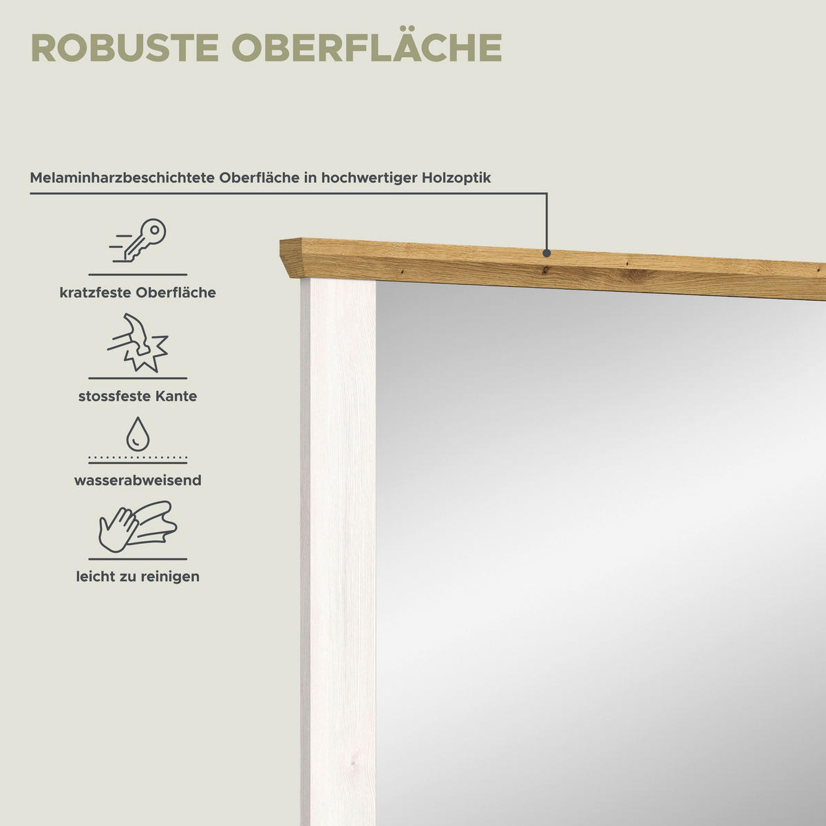 SPIEGEL Siena Garderobe in Sibiu Lärche Nachbildung und Artisan Eiche Nachbildung B/H/T: 82x70x4 cm - Lärchefarben, Holzwerkstoff (82/70/4cm)