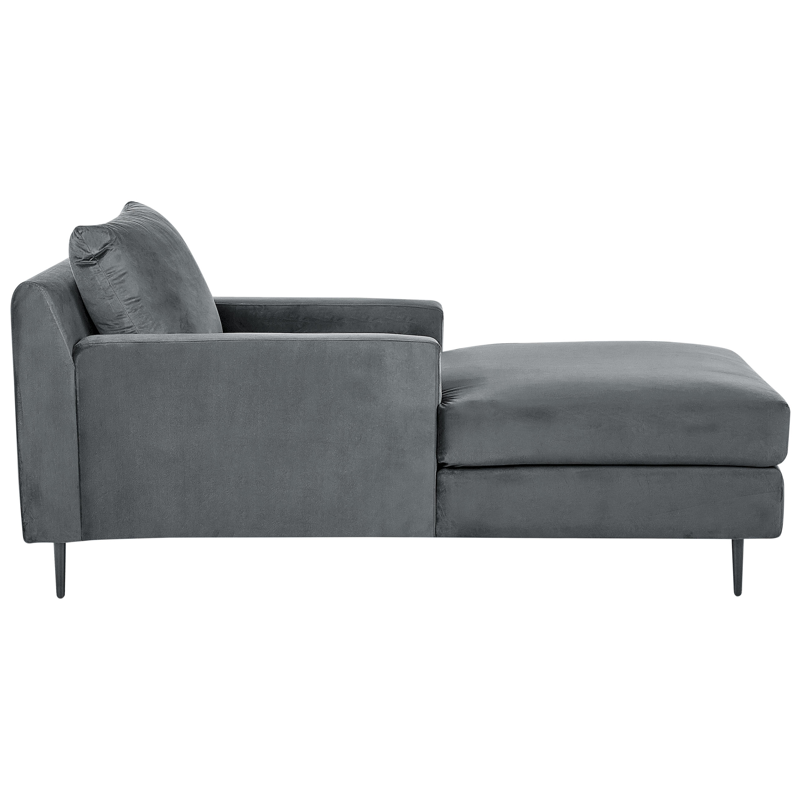 CHAISELONGUE Samtstoff grau/schwarz Gueret - Schwarz/Grau, Textil (88/73/165cm) - Beliani