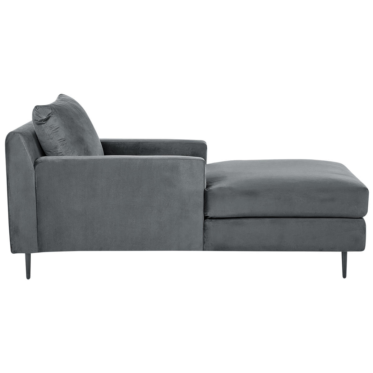 CHAISELONGUE Samtstoff grau/schwarz Gueret - Schwarz/Grau, Textil (88/73/165cm) - Beliani