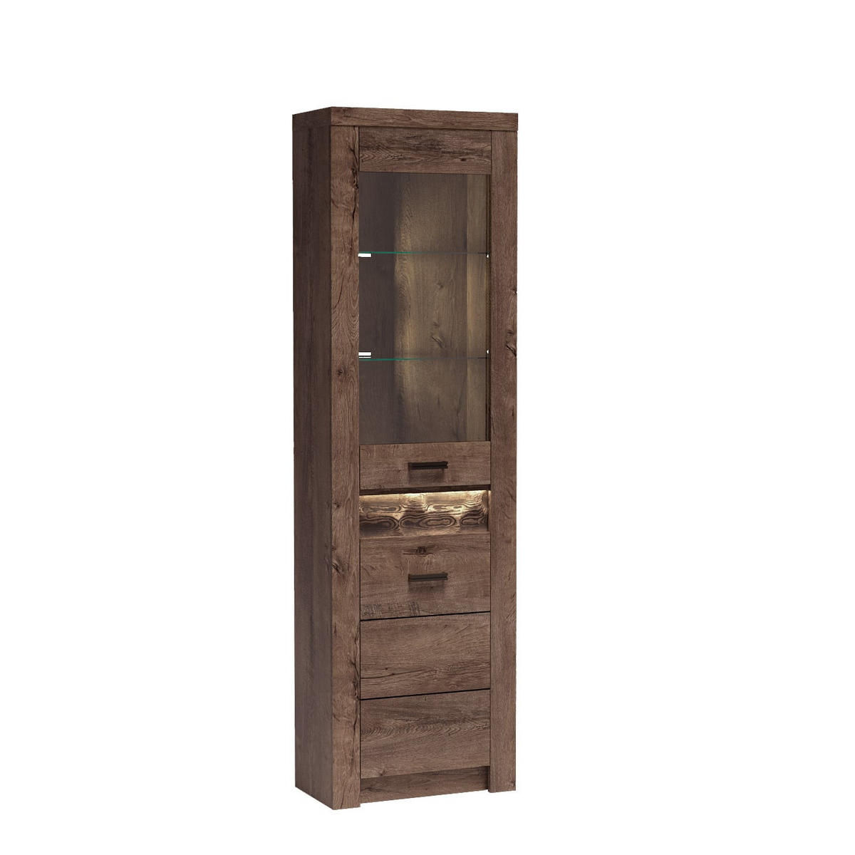 ECKVITRINE Indianapolis I-23 56 x 192 x 47 cm Esche dunkel - Dunkelbraun, Holzwerkstoff/Metall (56/192/47cm) - Koseto
