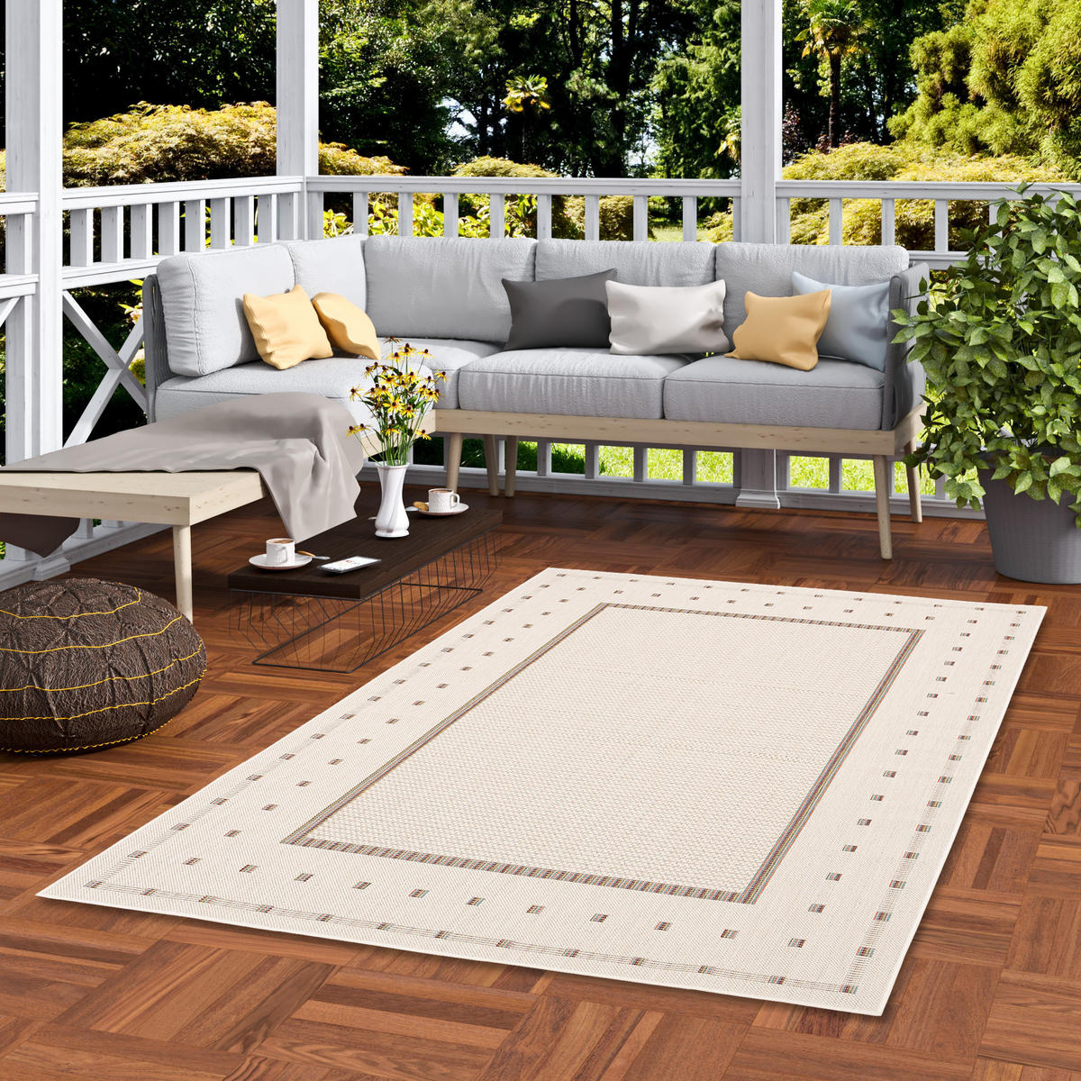 IN & OUTDOOR TEPPICH FLACHGEWEBE CAMPUS BORDÜRE - Beige, Textil (80/150cm) - Pergamon