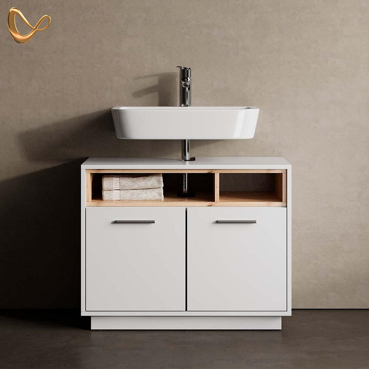 WASCHBECKENUNTERSCHRANK Temo Weiß 80 x 64 cm - Weiß, Holzwerkstoff (80/64/40cm) - Livinity®