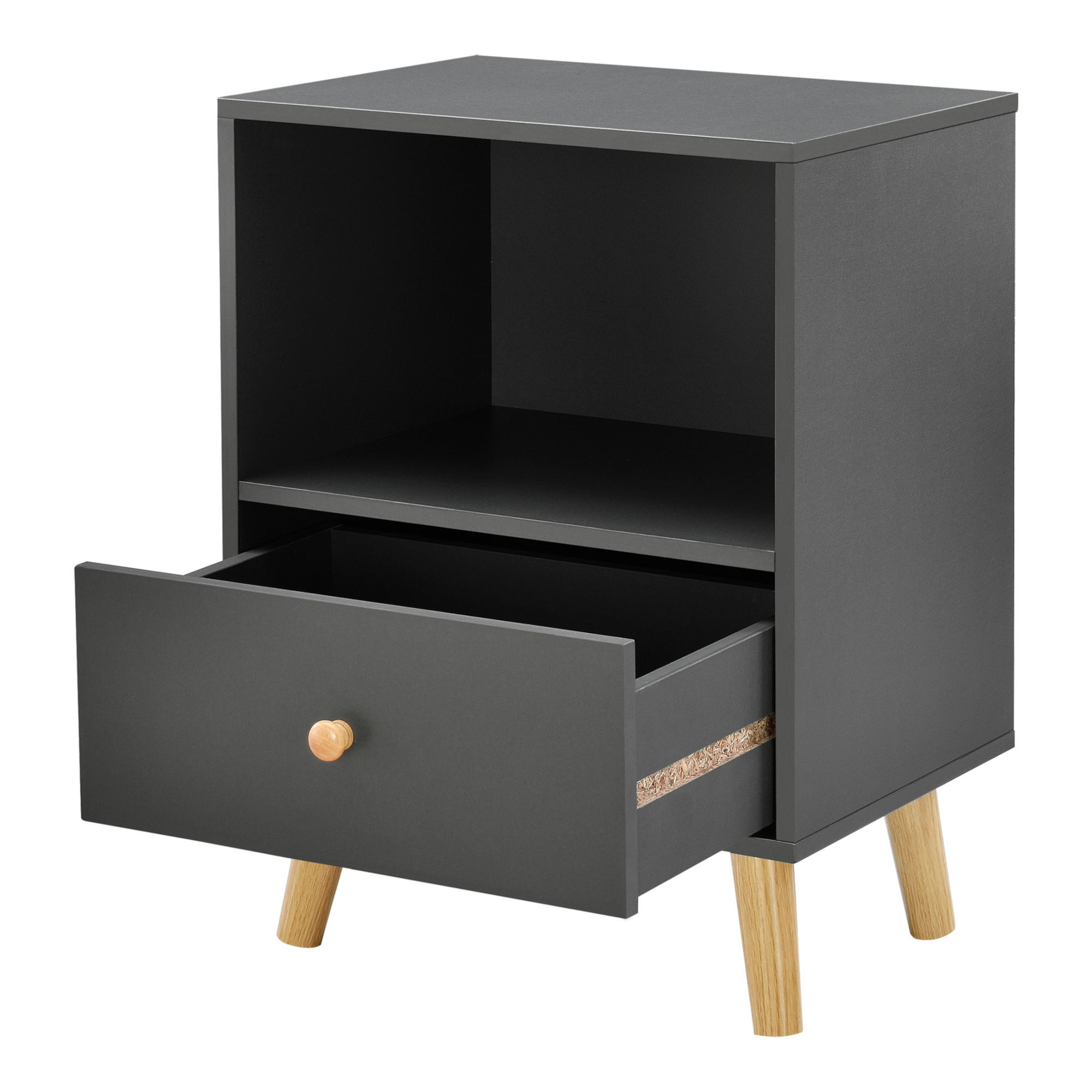 BEISTELLTISCH Sundsvall - Dunkelgrau/Naturfarben, Holz/Holzwerkstoff (30/40/54cm) - [en.casa]