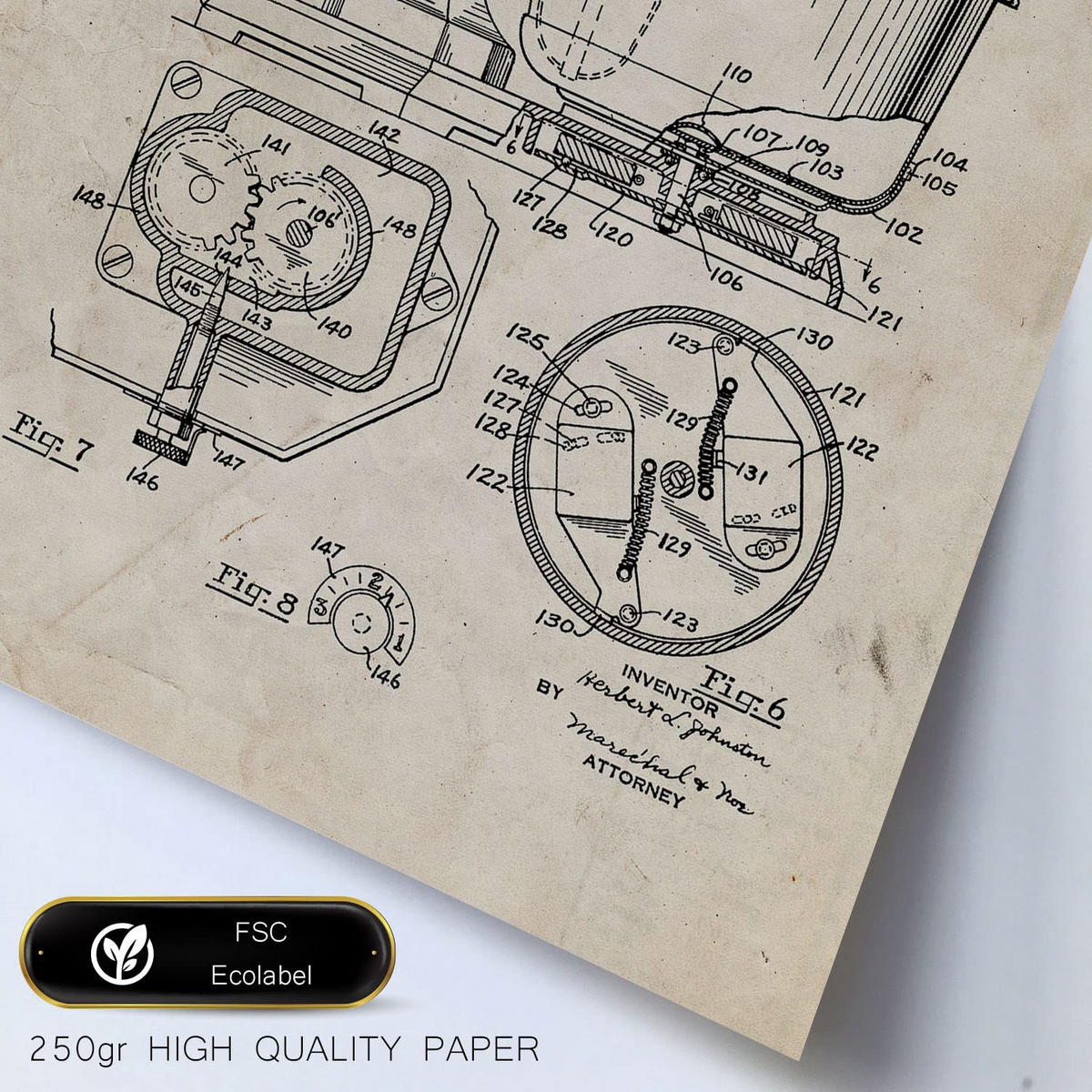 POSTER Set Mit 6 Plakaten Mit Küchengeräte Patenten Im Vintage Stil A3 & A4 Schwarzer Rahmen - Schwarz, Papier (29/3cm) - Nacnic