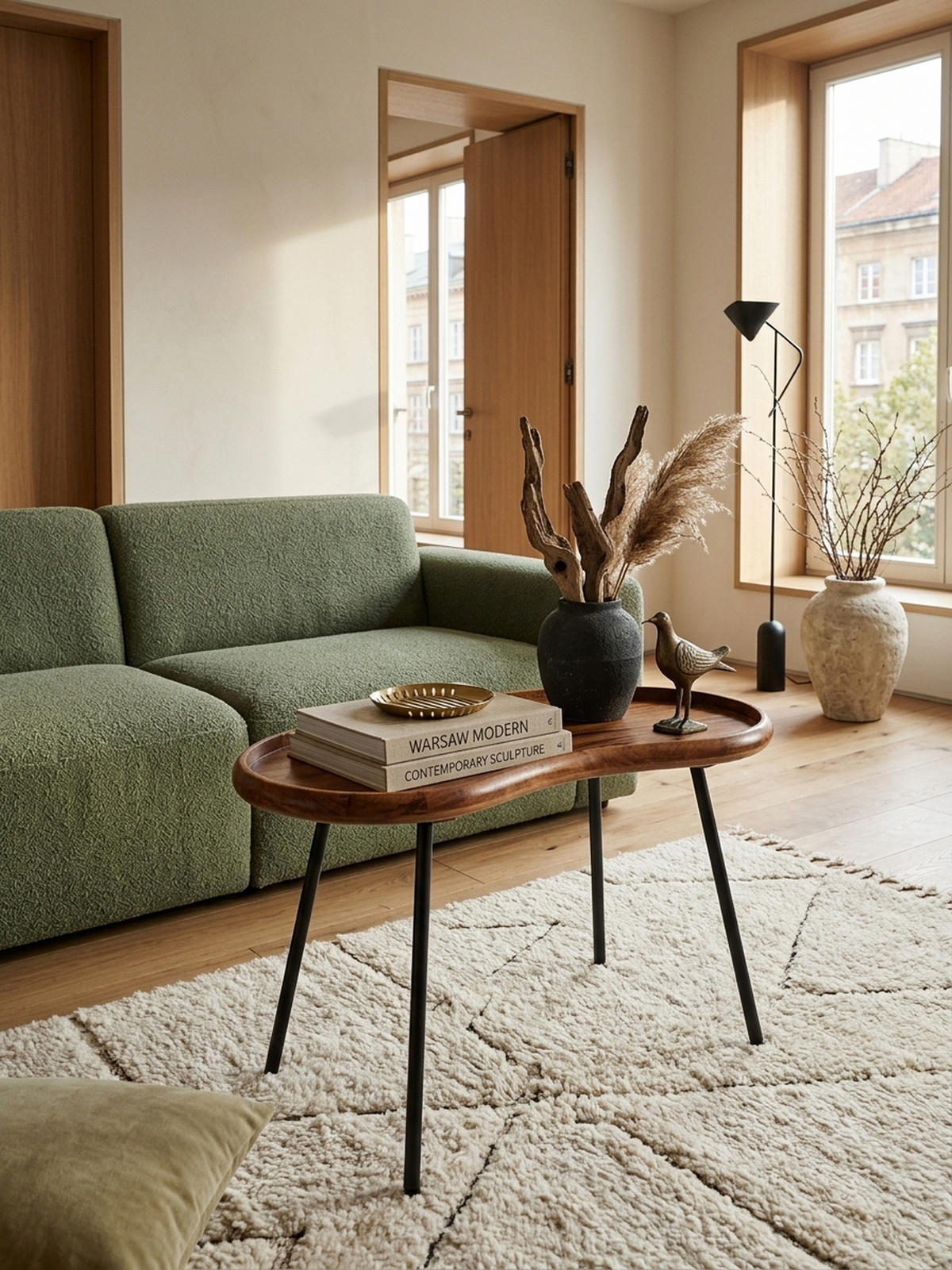 COUCHTISCH Massivholz mit Metallbeinen, Nierenform, Handgefertigt, Braun 71x40x51 cm - Schwarz/Braun, Holz/Metall (40/71/51cm) - KADIMA DESIGN