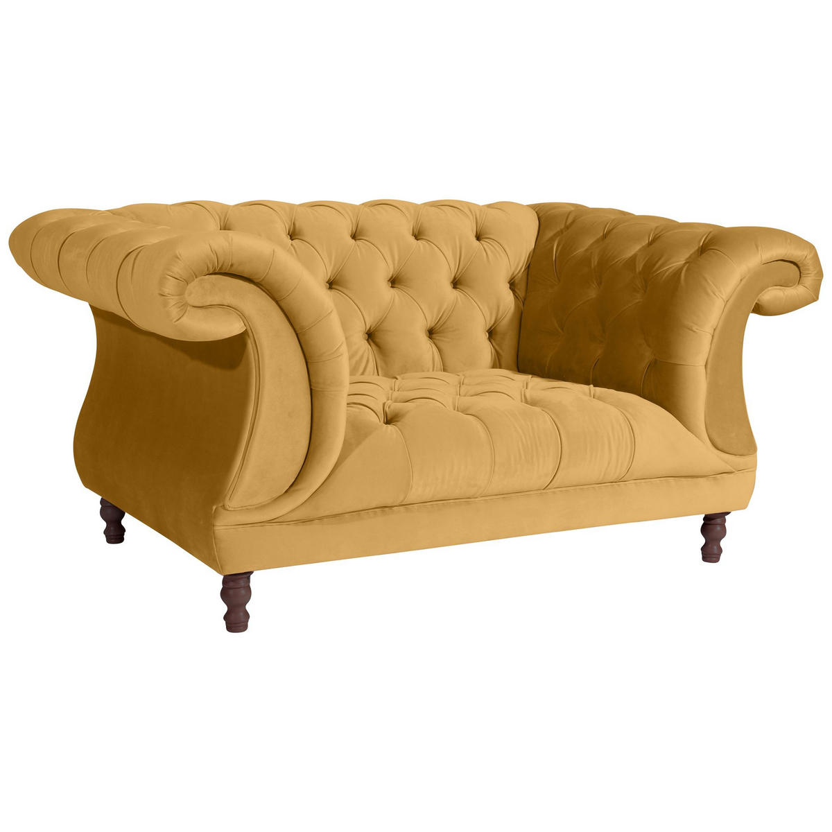 CHESTERFIELD Sessel Kaylin Samtvelours mais - Currygelb, Kunststoff (100/80/167cm) - 58aufmkessel